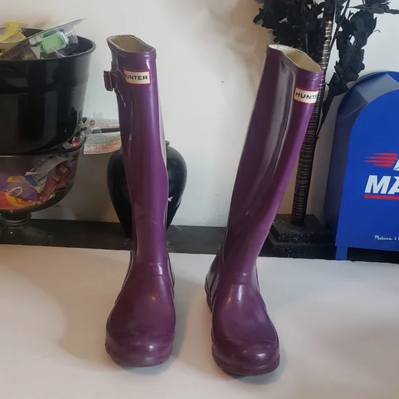 Hunter Shoes Hunter Purple Knee High Rubber Boots Size 56